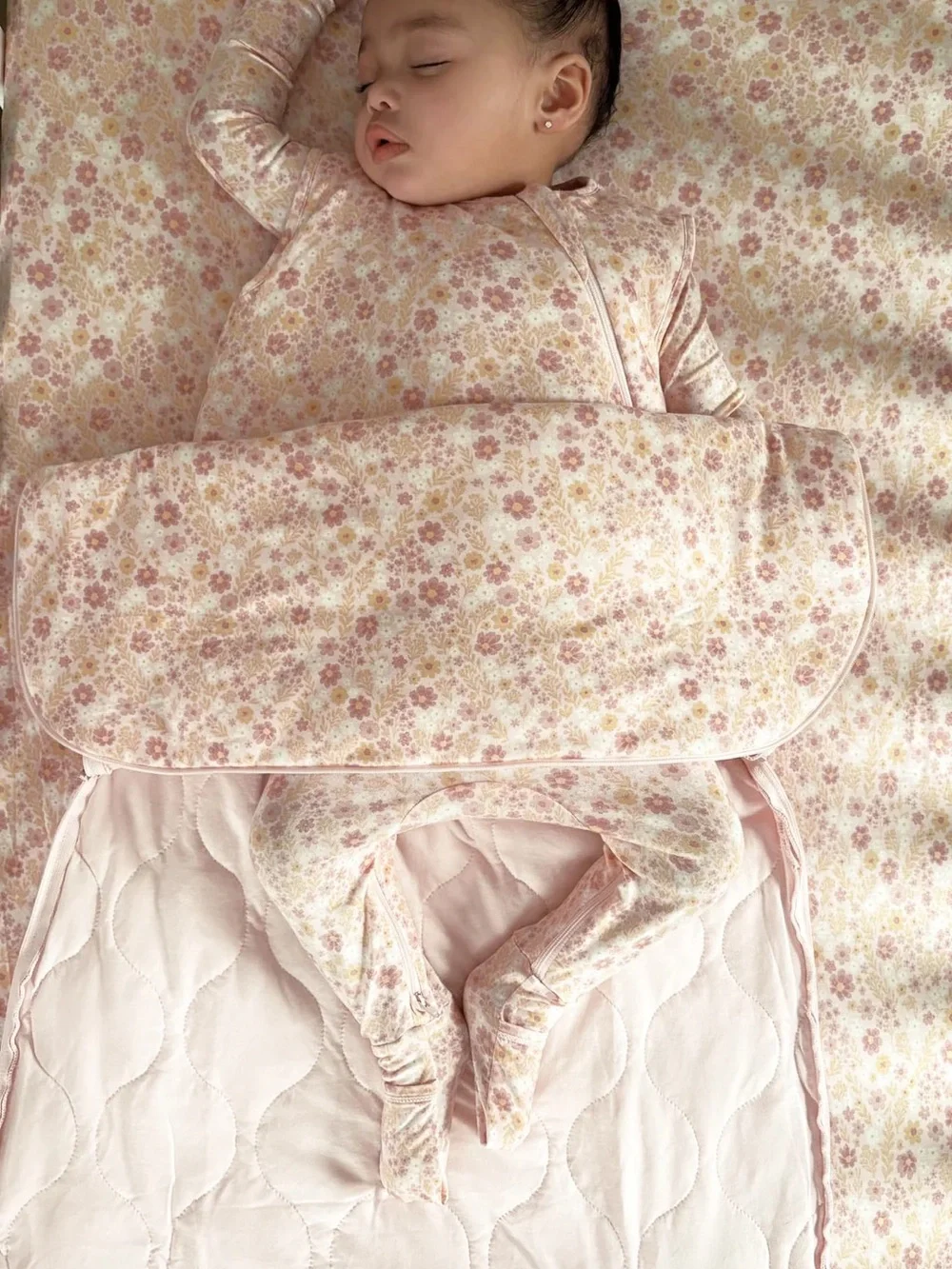 Floral Pink Sleep Sack and Footed Pajama Set